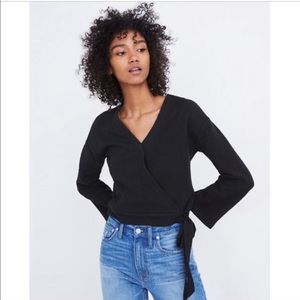 Madewell Black faux wrap top